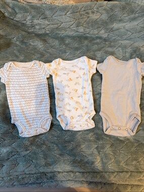 Carter's White and Light Blue Baby Short-Sleeve Bodysuit Trio